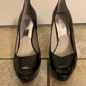 Michael Kors Black Peep Toe Heels in Size 7.5